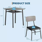 Ensemble de salle à manger 3 pièces pour 2 personnes avec table carrée, étagère de rangement, cadre métallique et chaises rembourrées, parfait pour les petits espaces, les appartements et les cuisines.