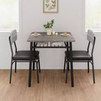 Ensemble de salle à manger 3 pièces pour 2 personnes avec table carrée, étagère de rangement, cadre métallique et chaises rembourrées, parfait pour les petits espaces, les appartements et les cuisines.