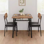Ensemble de salle à manger 3 pièces pour 2 personnes avec table carrée, étagère de rangement, cadre métallique et chaises rembourrées, parfait pour les petits espaces, les appartements et les cuisines.