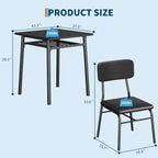 Ensemble de salle à manger 3 pièces pour 2 personnes avec table carrée, étagère de rangement, cadre métallique et chaises rembourrées, parfait pour les petits espaces, les appartements et les cuisines.