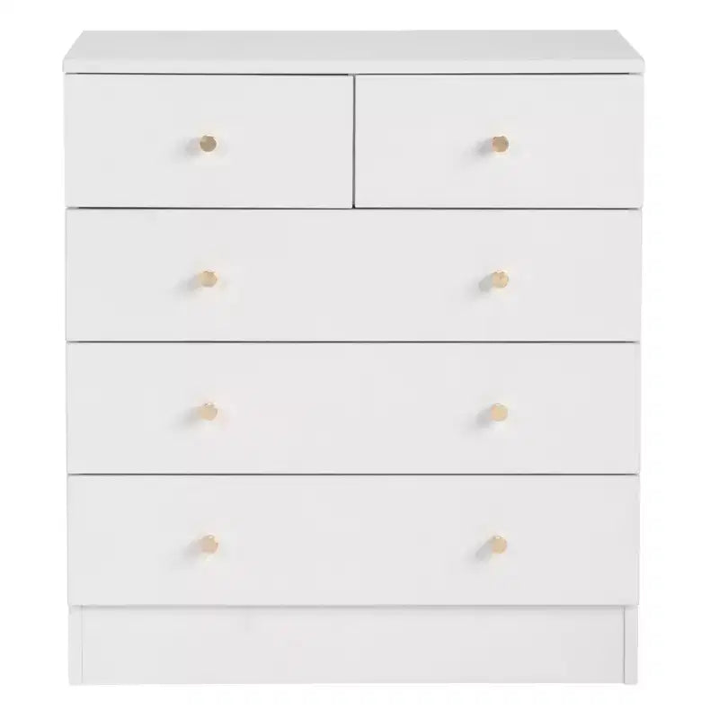 Commode à 5 tiroirs Karl Home en panneaux de particules blancs de 66 cm de large