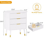 Commode à 3 tiroirs avec rangement, 72,423,615,4 cm, avec poignées en métal, table de chevet minimaliste moderne avec pieds en métal, armoire de rangement