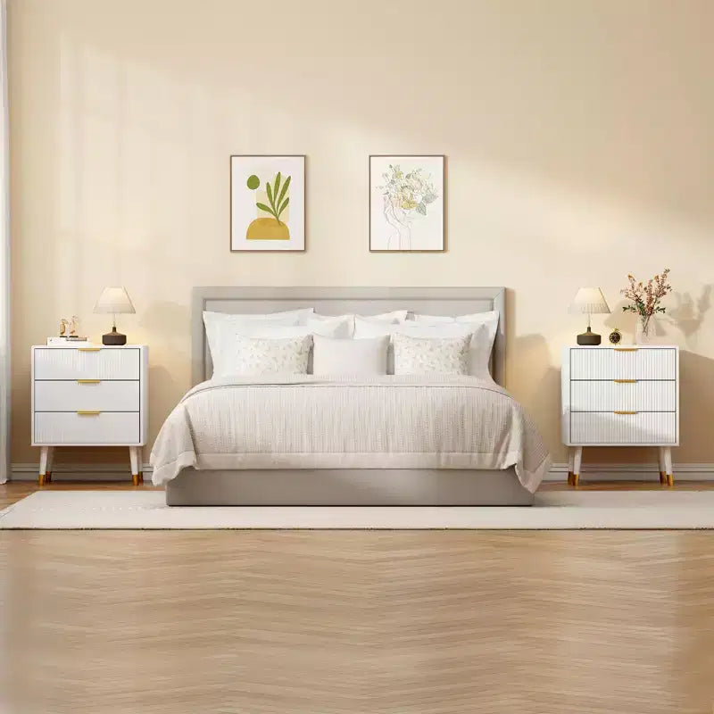 Commode à 3 tiroirs avec rangement, 72,423,615,4 cm, avec poignées en métal, table de chevet minimaliste moderne avec pieds en métal, armoire de rangement