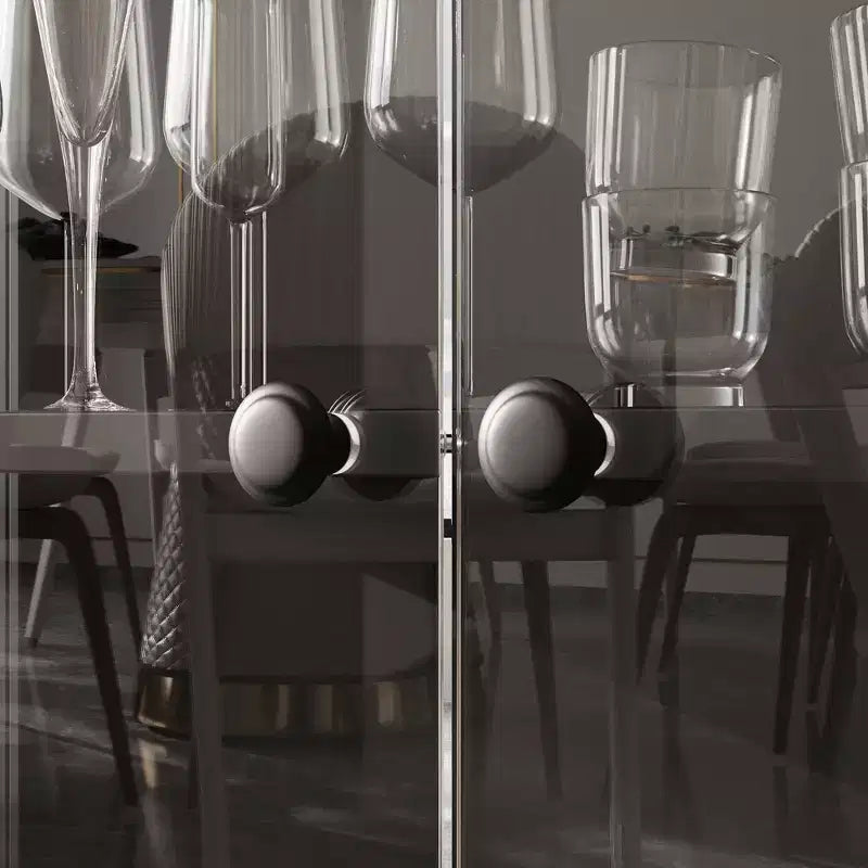 Famapy Vitrine en verre trempé 31,5x65 avec lumières à capteur de mouvement, armoire de rangement noire à 4 portes, grande vitrine, bibliothèque, buffet, garde-manger