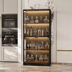 Famapy Vitrine en verre trempé 31,5x65 avec lumières à capteur de mouvement, armoire de rangement noire à 4 portes, grande vitrine, bibliothèque, buffet, garde-manger
