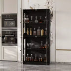 Famapy Vitrine en verre trempé 31,5x65 avec lumières à capteur de mouvement, armoire de rangement noire à 4 portes, grande vitrine, bibliothèque, buffet, garde-manger