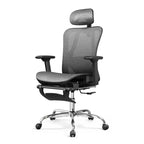 Chaise de bureau ergonomique en maille GALAXHERO, dossier haut inclinable, avec repose-pieds rétractable, support lombaire réglable et fonction d'inclinaison, noire
