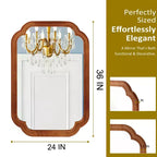 MAYEERTY Miroir décoratif à coins arrondis en bois massif 24 x 36 pour chambre, salle de bain, salon, marron jaunâtre