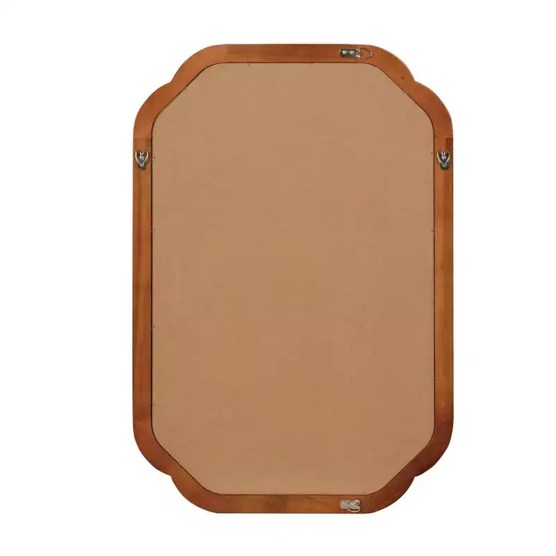 MAYEERTY Miroir décoratif à coins arrondis en bois massif 24 x 36 pour chambre, salle de bain, salon, marron jaunâtre