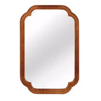 MAYEERTY Miroir décoratif à coins arrondis en bois massif 24 x 36 pour chambre, salle de bain, salon, marron jaunâtre