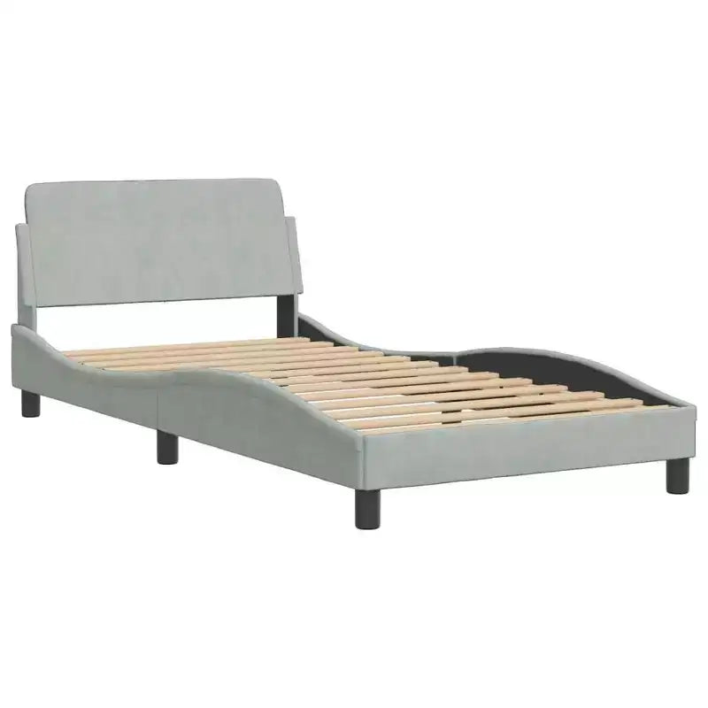 vidaXL Cadre de lit avec tête de lit Sommier tapissier Meubles de chambre Velours - Gris clair Jumeau