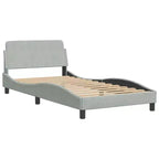 vidaXL Cadre de lit avec tête de lit Sommier tapissier Meubles de chambre Velours - Gris clair Jumeau