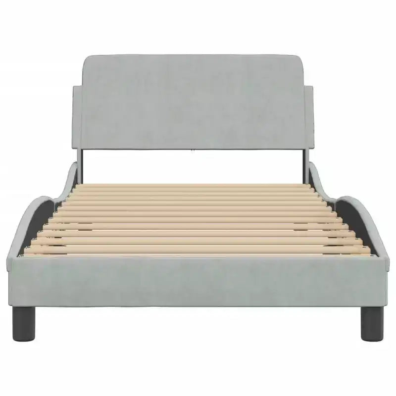 vidaXL Cadre de lit avec tête de lit Sommier tapissier Meubles de chambre Velours - Gris clair Jumeau