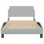vidaXL Cadre de lit avec tête de lit Sommier tapissier Meubles de chambre Velours - Gris clair Jumeau