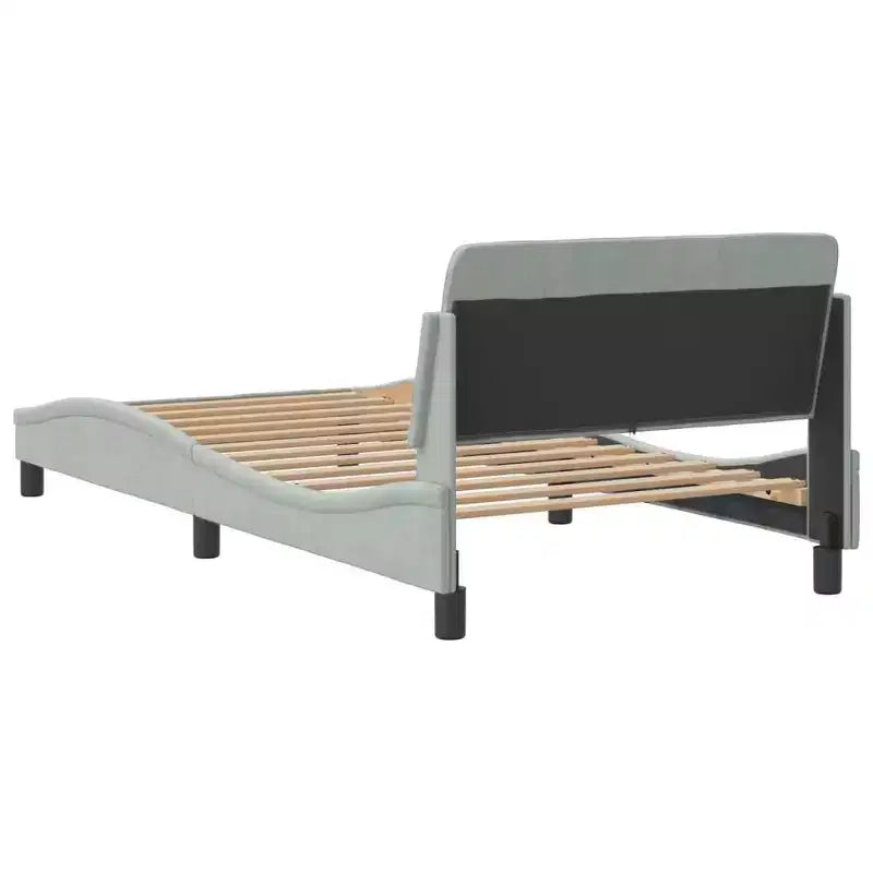 vidaXL Cadre de lit avec tête de lit Sommier tapissier Meubles de chambre Velours - Gris clair Jumeau
