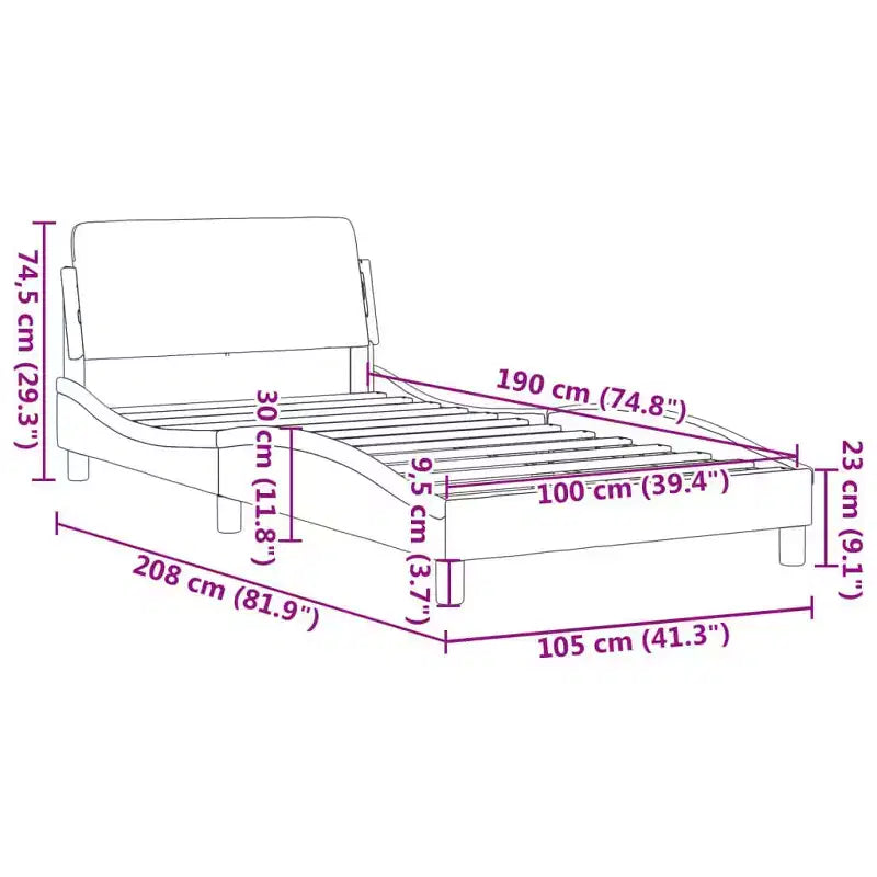 vidaXL Cadre de lit avec tête de lit Sommier tapissier Meubles de chambre Velours - Gris clair Jumeau