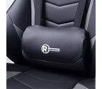 Chaise de jeu RadioShack noire et grise, chaise ergonomique de style course avec hauteur réglable, repose-pieds, soutien lombaire et rembourrage confortable