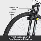 hykolity Vélo Tout Terrain VTT 26 pouces Vélo d'extérieur Cyclisme 18 Vitesses Vélos de Sport Piste Hors Route Suspension Intégrale pour Homme Adulte Unisexe Blanc
