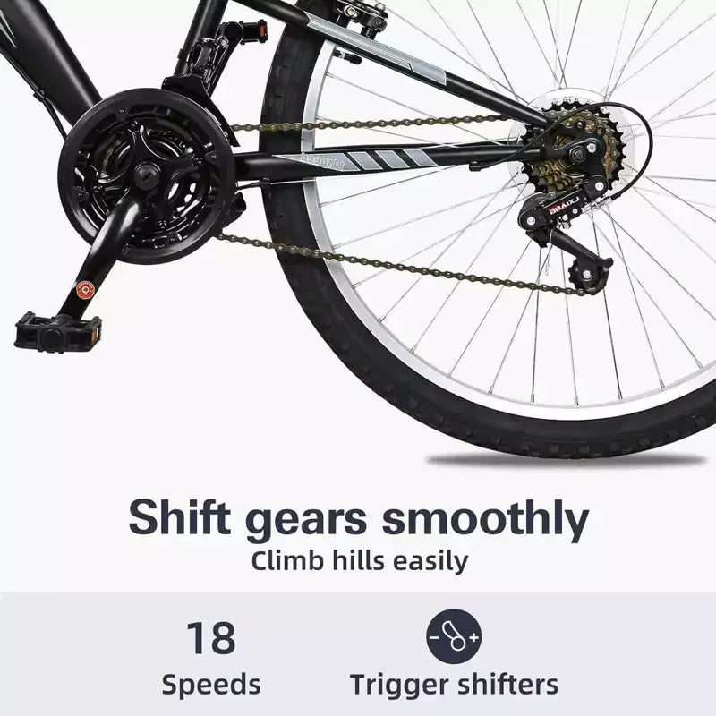 hykolity VTT 26 pouces Vélo de sport 18 vitesses VTT Cyclisme pour Adultes Hommes Femmes 14 ans et plus Vélos de sport extérieur Noir Vélo à double suspension intégrale