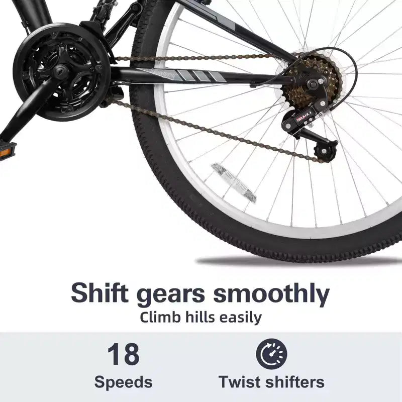 hykolity VTT 27,5 pouces Vélo Tout-Terrain 18 Vitesses Sport Pleine Suspension pour Hommes Adultes Unisexe Noir