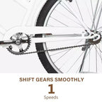 hykolity Vélo de plage 26 pouces, vélo de ville, vélo de navette pour femme adulte de 152 à 183 cm, panier avant, porte-bagages arrière, blanc pâle