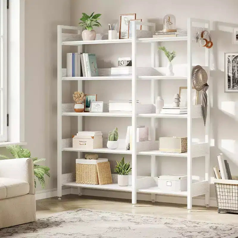 Bibliothèque d'angle, étagère d'angle convertible à 5 niveaux, étagère de rangement en forme de L pour bureau à domicile, salon, bureau d'étude