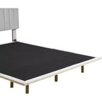 Cadre de lit flottant moderne Acekool Queen Size avec veilleuses à détecteur de mouvement, plateforme rembourrée, silencieux, beige