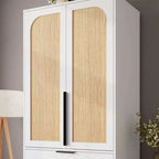 Acekool Armoire 70 Portes en Rotin - Penderie avec 3 Tiroirs et Tringle (Blanc/Noir/Couleur bois)