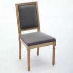 CLIHOME Lot de 2 chaises de salle à manger style Louis avec dossier carré et cadre en bois massif