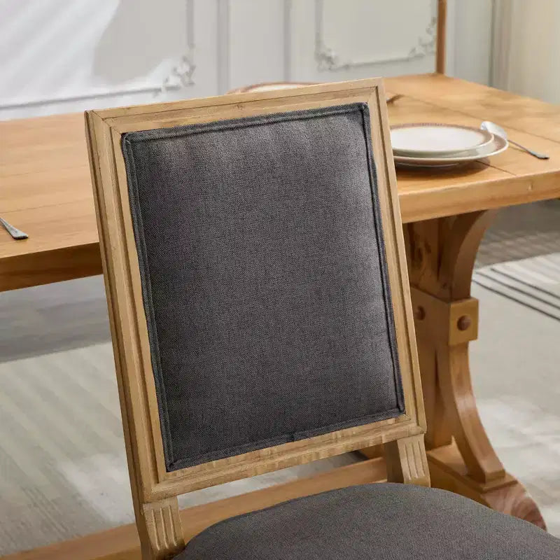 CLIHOME Lot de 2 chaises de salle à manger style Louis avec dossier carré et cadre en bois massif