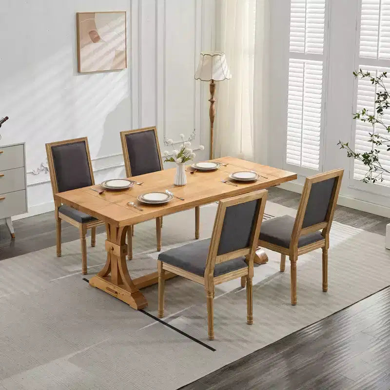 CLIHOME Lot de 2 chaises de salle à manger style Louis avec dossier carré et cadre en bois massif