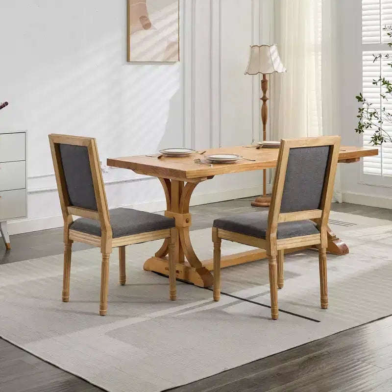 CLIHOME Lot de 2 chaises de salle à manger style Louis avec dossier carré et cadre en bois massif