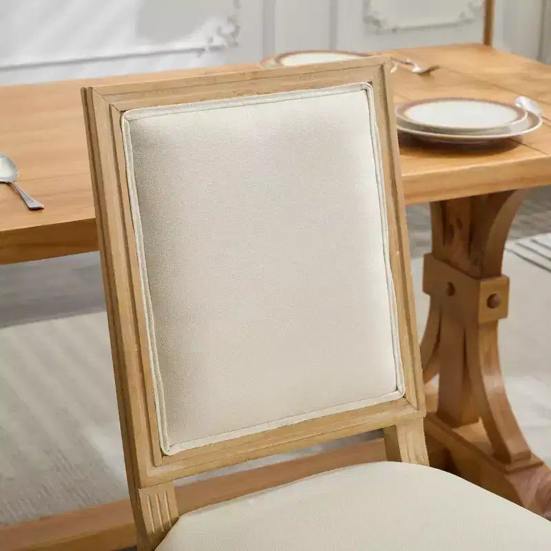 CLIHOME Lot de 2 chaises de salle à manger style Louis avec dossier carré et cadre en bois massif
