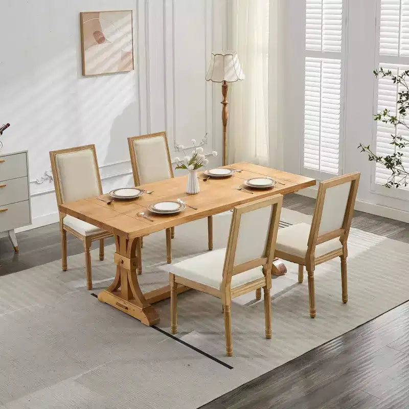 CLIHOME Lot de 2 chaises de salle à manger style Louis avec dossier carré et cadre en bois massif