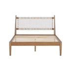 Lit plateforme Christopher Knight Home Callista Queen en bois avec tête de lit en similicuir tissé
