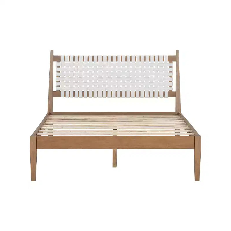 Lit plateforme Christopher Knight Home Callista Queen en bois avec tête de lit en similicuir tissé