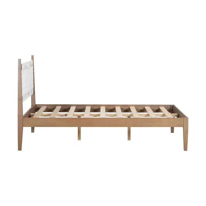 Lit plateforme Christopher Knight Home Callista Queen en bois avec tête de lit en similicuir tissé