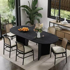 Table de salle à manger de ferme PexFix 67 x 33,5 en bois massif noir avec pieds en V et plateau en bois ovale pour salles à manger modernes et réunions de famille
