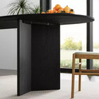 Table de salle à manger de ferme PexFix 67 x 33,5 en bois massif noir avec pieds en V et plateau en bois ovale pour salles à manger modernes et réunions de famille