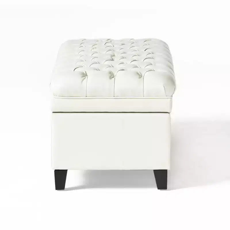 GDFStudio Heathbrooke Pouf de rangement capitonné contemporain en similicuir
