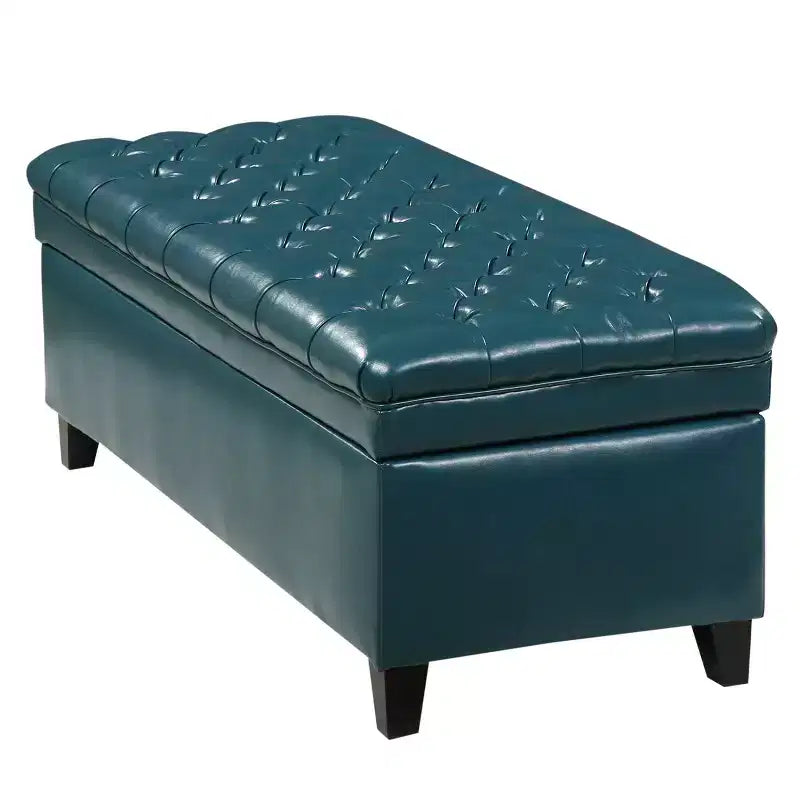 GDFStudio Heathbrooke Pouf de rangement capitonné contemporain en similicuir