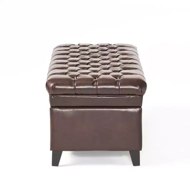GDFStudio Heathbrooke Pouf de rangement capitonné contemporain en similicuir