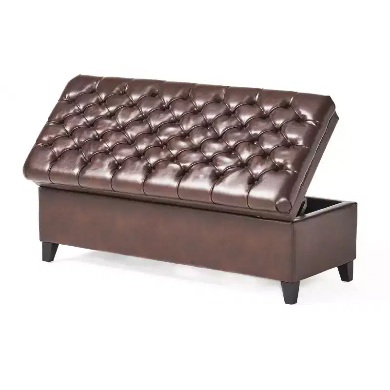 GDFStudio Heathbrooke Pouf de rangement capitonné contemporain en similicuir