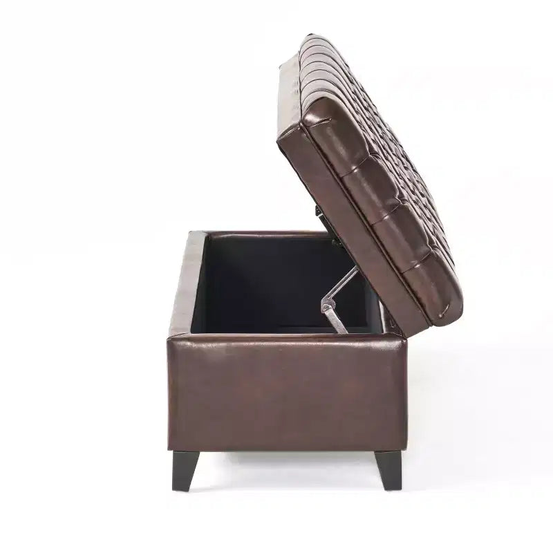 GDFStudio Heathbrooke Pouf de rangement capitonné contemporain en similicuir