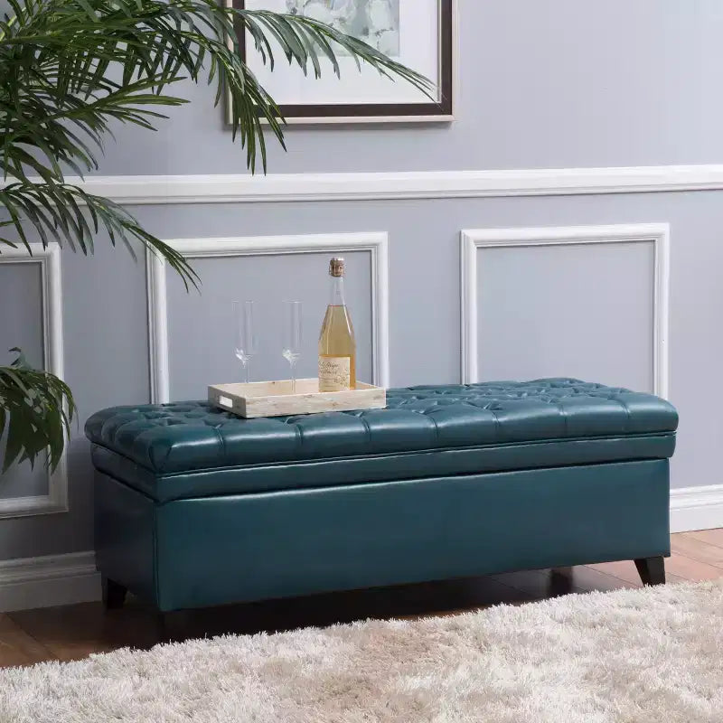GDFStudio Heathbrooke Pouf de rangement capitonné contemporain en similicuir