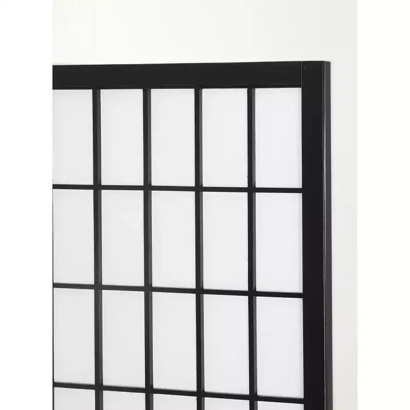 Séparateur de Pièce Paravent 4 Panneaux MAYEERTY en Bois et Papier Noir
