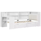 Lit plateforme double Whisen avec étagères de rangement, tiroirs, station de recharge, LED, bureau et tête de lit