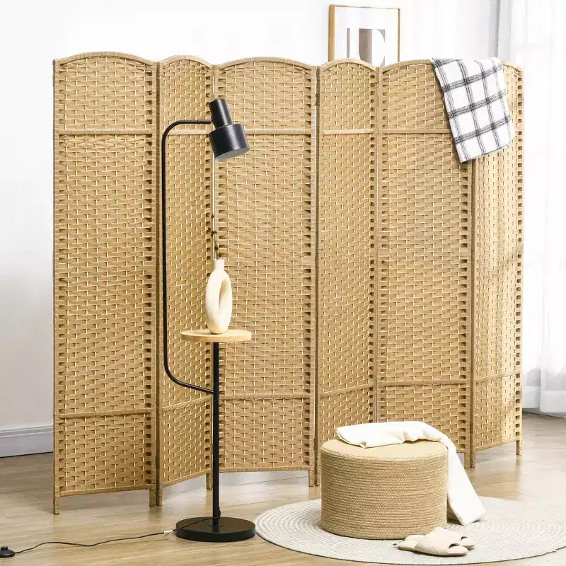 MAYEERTY Séparateur de pièce pliable à 6 panneaux, paravent de 1,7 m de haut, cloison autoportante pour maison, bureau, chambre, bois naturel