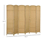 MAYEERTY Séparateur de pièce pliable à 6 panneaux, paravent de 1,7 m de haut, cloison autoportante pour maison, bureau, chambre, bois naturel