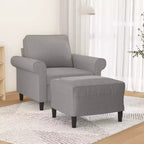 vidaXL Fauteuil simple en tissu gris clair avec repose-pieds - Revêtement 100 % polyester durable pour salon, chambre, salle de repos - 92 x 77 x 80 cm